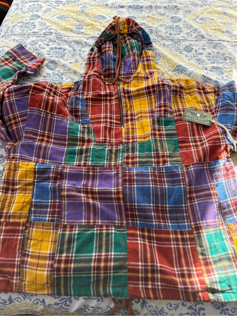 Denim Tears Men’s Patchwork Plaid Pullover Hoodie